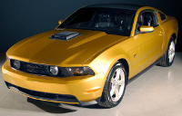 picture of Ford Mustang, 2010, yellow/black, hood scoop