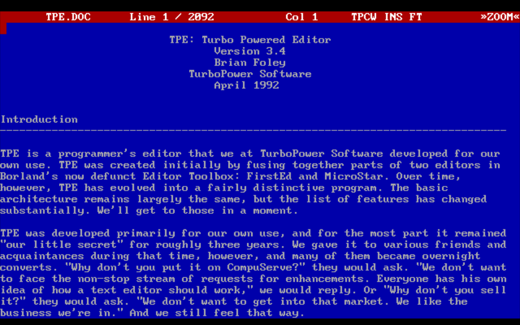 screenshot of TPE editor